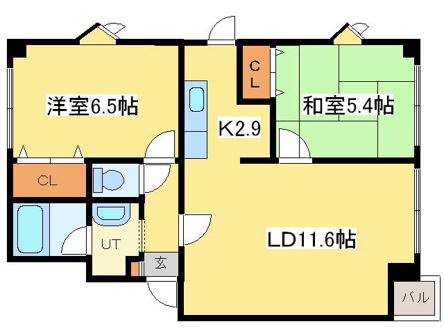 サンドエル(2LDK/5階)の間取り写真