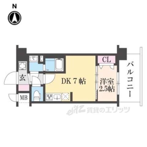 ソルテラス京都勧進橋PARK SIDE(1DK/5階)の間取り写真