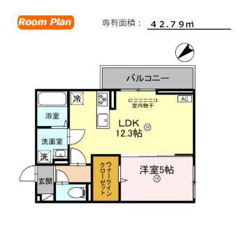 PACE(1LDK/2階)の間取り写真