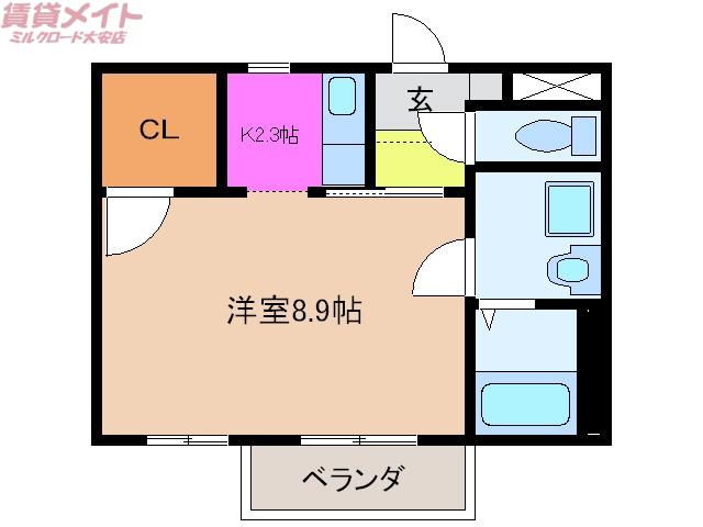 グリーンハイツ大安(1K/2階)の間取り写真