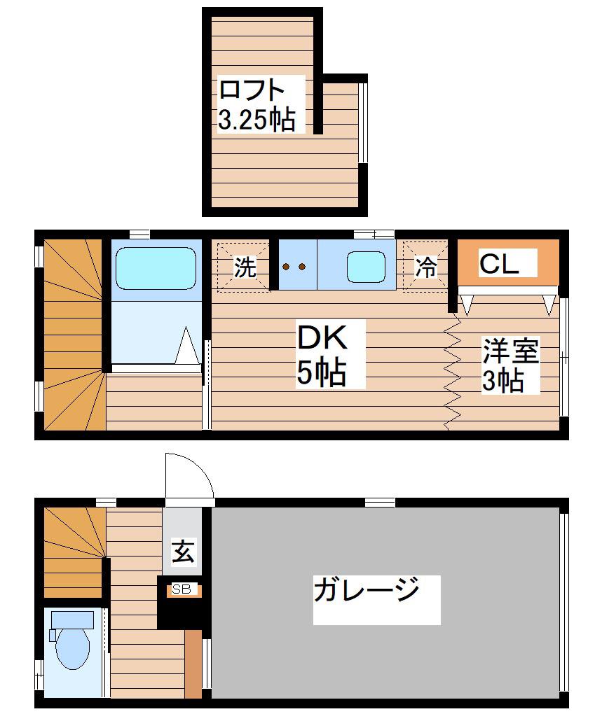 ガレージ国見BASE(1DK/1階)の間取り写真