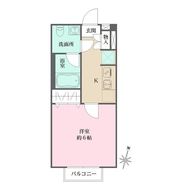 サウス GARDEN(1K/2階)の間取り写真
