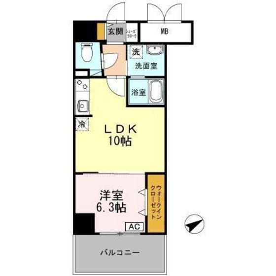 RYUO HILLS(1LDK/6階)の間取り写真