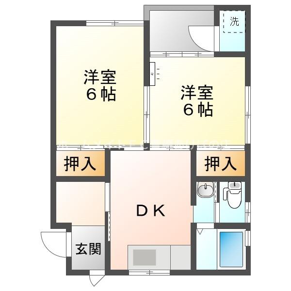 ドリームイン小鷹野(2DK/2階)の間取り写真