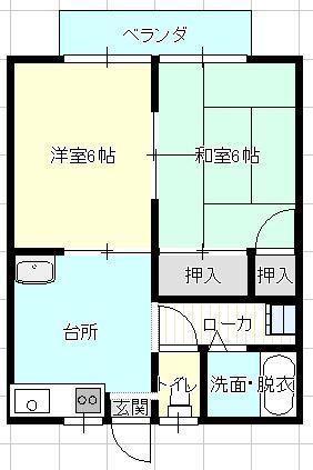 あけぼのハイツ(2DK/1階)の間取り写真