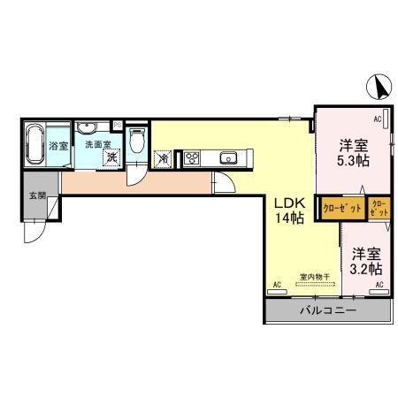 VILLA PACIFICO(2LDK/2階)の間取り写真