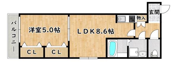 H-MAISON塚本(1LDK/1階)の間取り写真