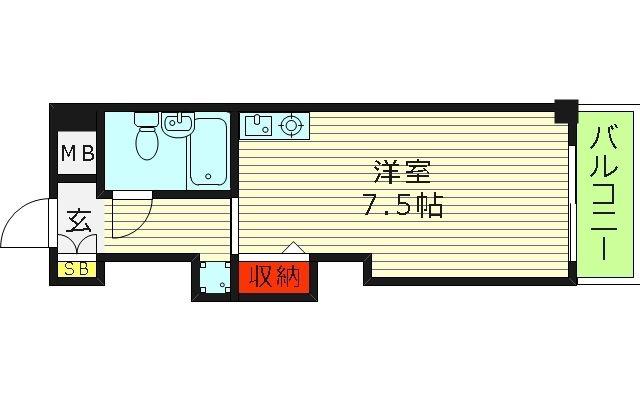 グランデール蒲生(ワンルーム/4階)の間取り写真