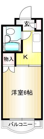 ヒルタウンハイツ(1K/2階)の間取り写真