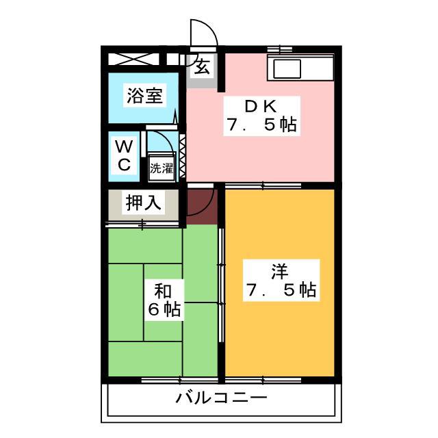 グローバルハイツ中山A(2DK/2階)の間取り写真
