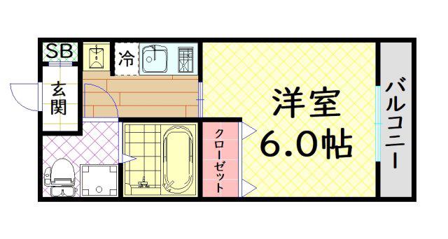 レオンコンフォート難波(1K/2階)の間取り写真