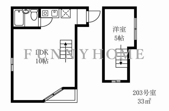 八雲ハウス(1LDK/2階)の間取り写真