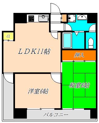 ラフィーネ北澤(2LDK/4階)の間取り写真