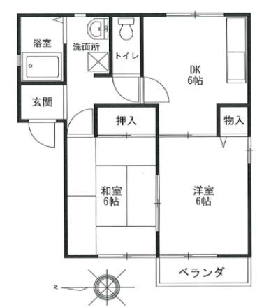 エミネンスI(2DK/2階)の間取り写真