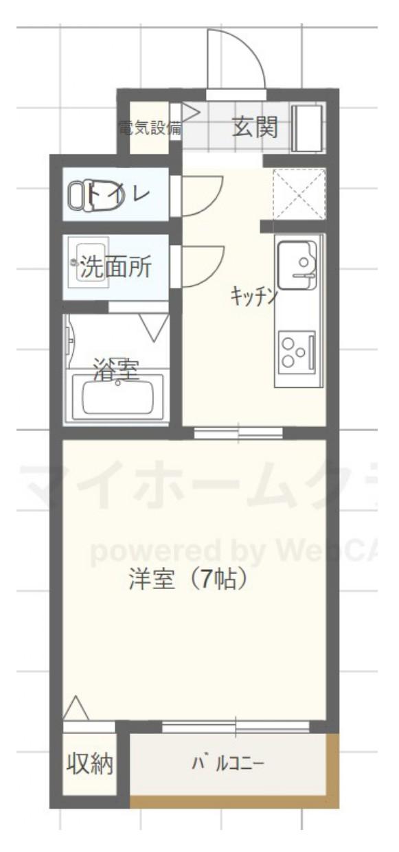 K-II(1K/4階)の間取り写真