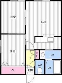 エルムイン(2LDK/2階)の間取り写真