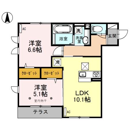 ティルタ アユ(2LDK/3階)の間取り写真
