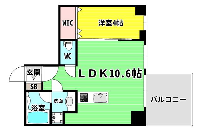 ブエナビスタ阿波座タワー(1LDK/6階)の間取り写真