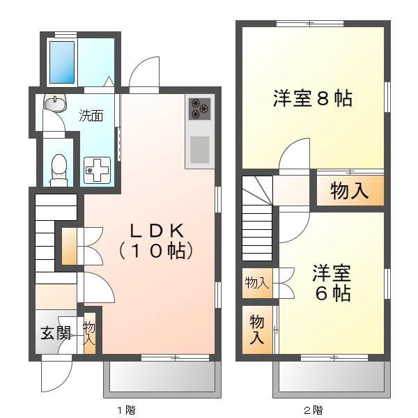 SUNSUN藤塚(2LDK/1階)の間取り写真