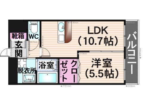 シャルマンビオス(1LDK/4階)の間取り写真