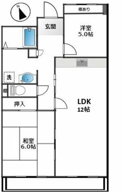 アンサンブル宮地(2LDK/9階)の間取り写真