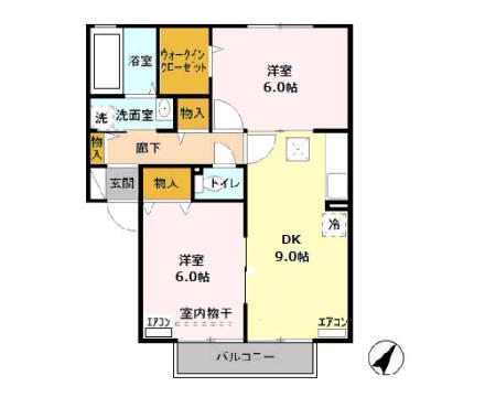 JR川越線 笠幡駅 徒歩36分 2階建 築17年(2DK/1階)の間取り写真