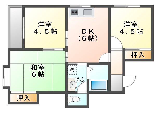 ストークマンションおおすぎ(3DK/2階)の間取り写真