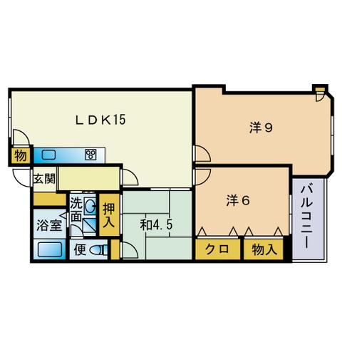 ふよう別府ハイツ(3LDK/2階)の間取り写真