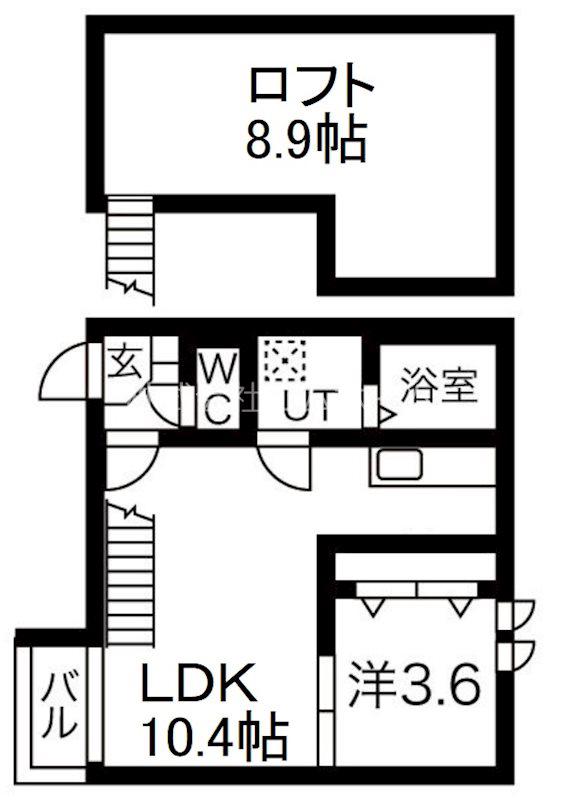 AMPIO高畑 (1LDK/2階)の間取り写真