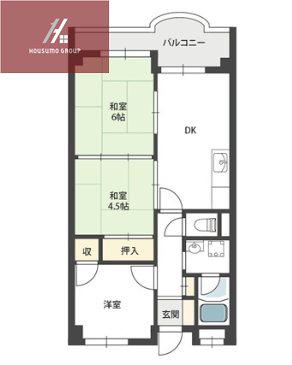 マーベリック横小路(3DK/4階)の間取り写真