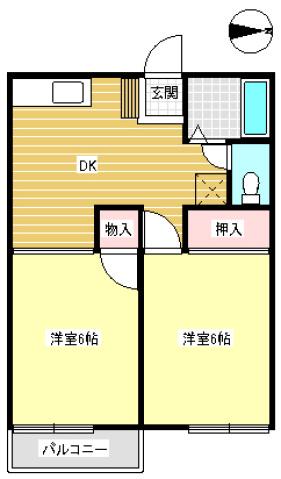 コーポウエスト(2DK/1階)の間取り写真