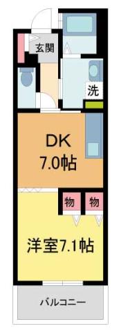 フレール宝塚御殿山6号棟(1DK/2階)の間取り写真