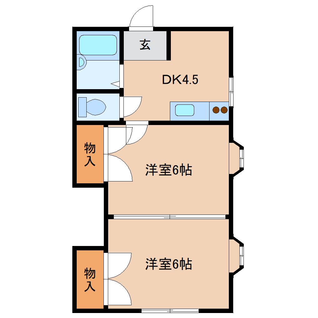 エスペーロ(2DK/1階)の間取り写真