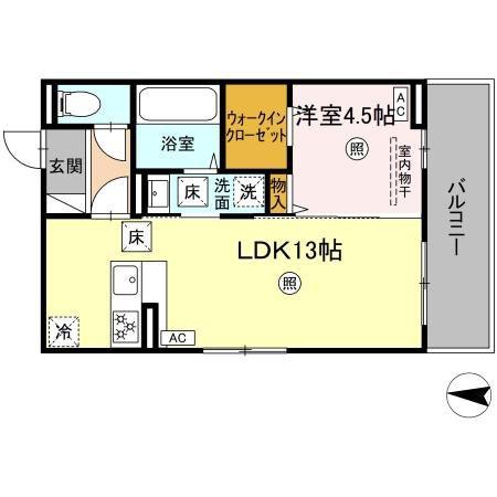 グランフォレスト大江(1LDK/1階)の間取り写真