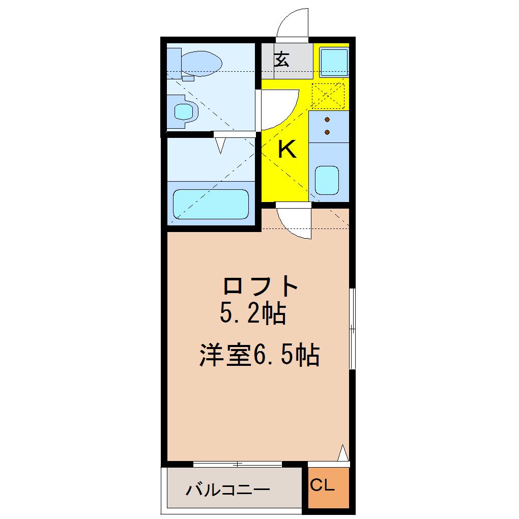 ソエル長町(1K/2階)の間取り写真