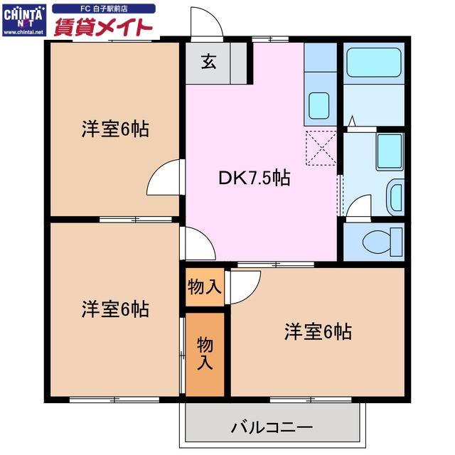 マザーグースII(3DK/2階)の間取り写真