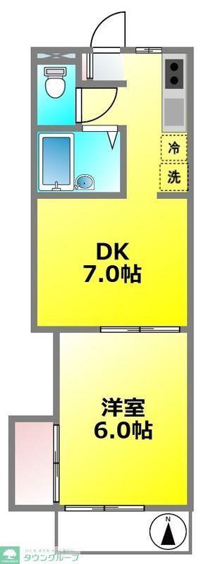 ユーエムイーB(1DK/1階)の間取り写真