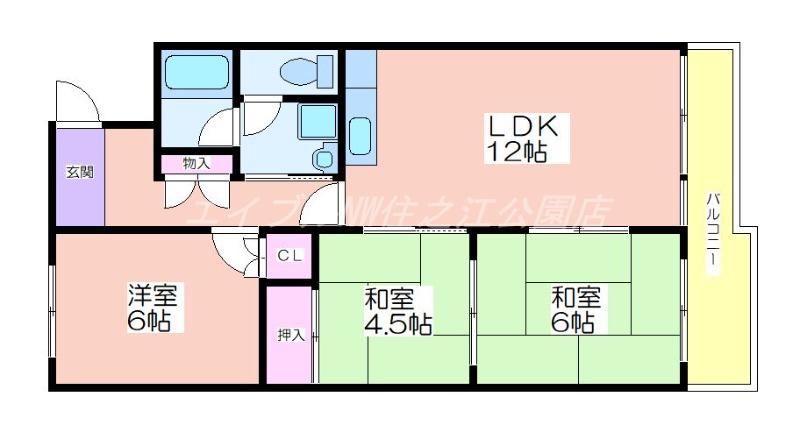 ミリカハイツ(3LDK/5階)の間取り写真