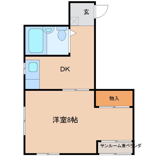 コーポ稲荷(1DK/3階)の間取り写真