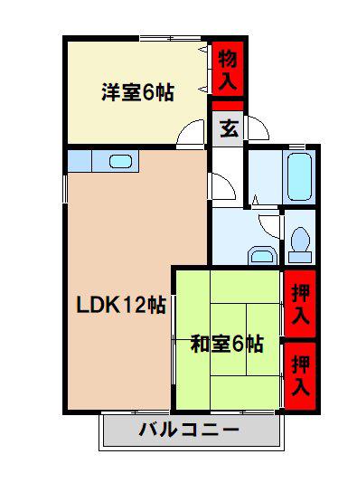 バイオレットハイツ(2LDK/2階)の間取り写真