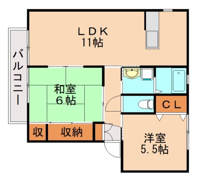 プラティーク アヴェニュー A棟(2LDK/2階)の間取り写真