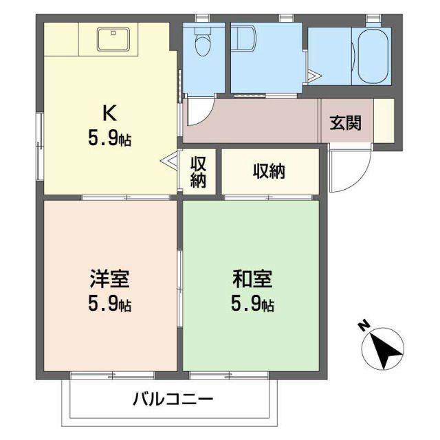 LOGEMENT DE HAUT PON(2K/2階)の間取り写真