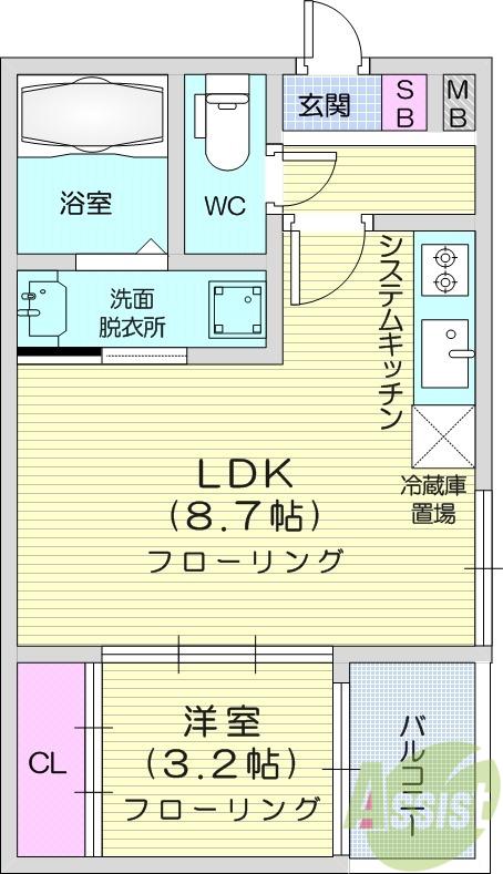 杜ノ川テラス(1LDK/2階)の間取り写真
