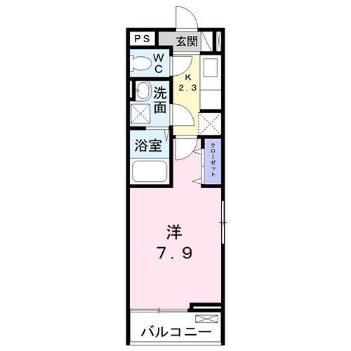 ホッパス(1K/3階)の間取り写真