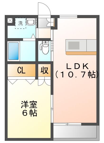 サンハイツ岡崎L(1LDK/1階)の間取り写真