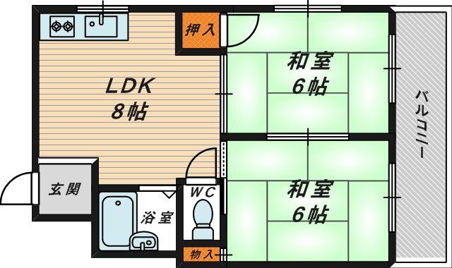グラントピア京橋(2LDK/7階)の間取り写真