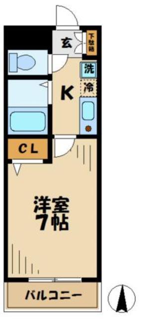 プロミネンス(1K/2階)の間取り写真
