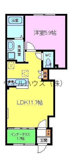 GRANDEUR MIHARA(1LDK/1階)の間取り写真