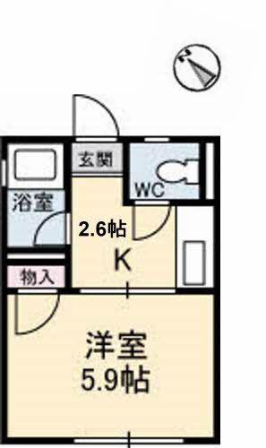 タウニーマタノ A棟(1K/2階)の間取り写真