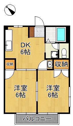 グリーンハイツ柴田I.II(2DK/1階)の間取り写真